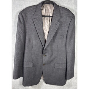 Lauren Ralph Lauren 100% Wool Blazer Size 46R Jacket Coat Grey Houndstooth‎
